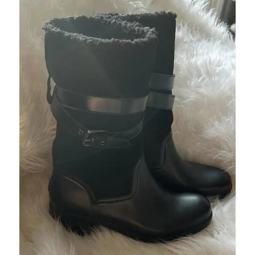 Coach Zena Black Leather, Shearling, Rubber Winter Cold Weather Snow Boots sz 9 - Picture 2 of 10
